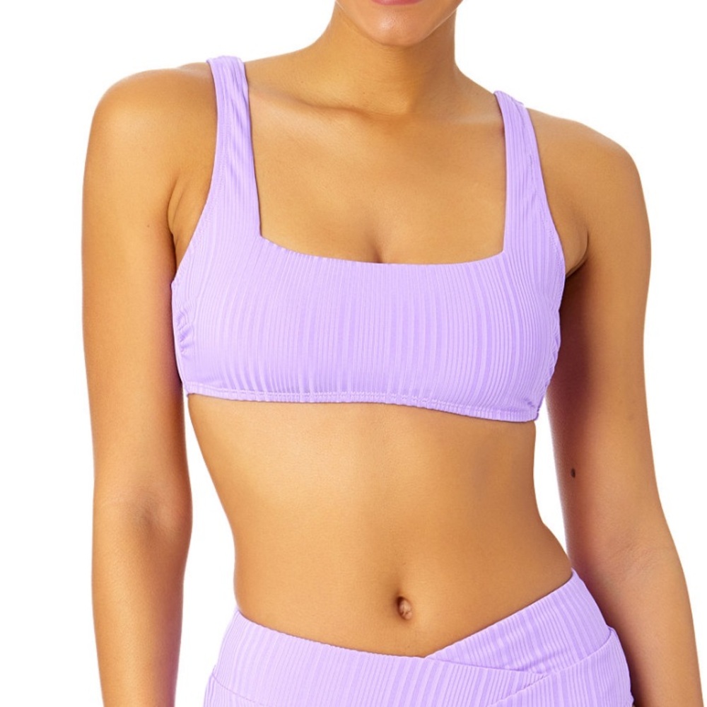 Salt + Cove Ribbed Square-Neck Bikini Top